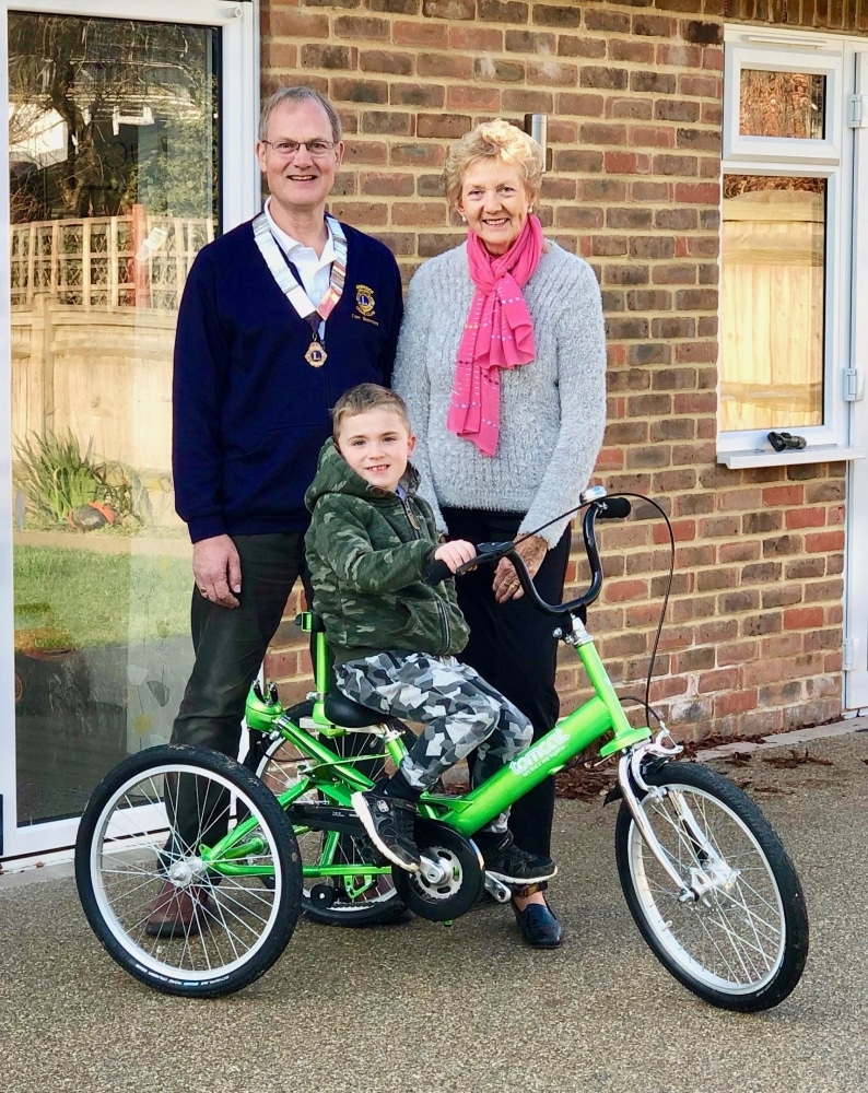 Connor can ride to school thanks to Tonbridge Lions' donation